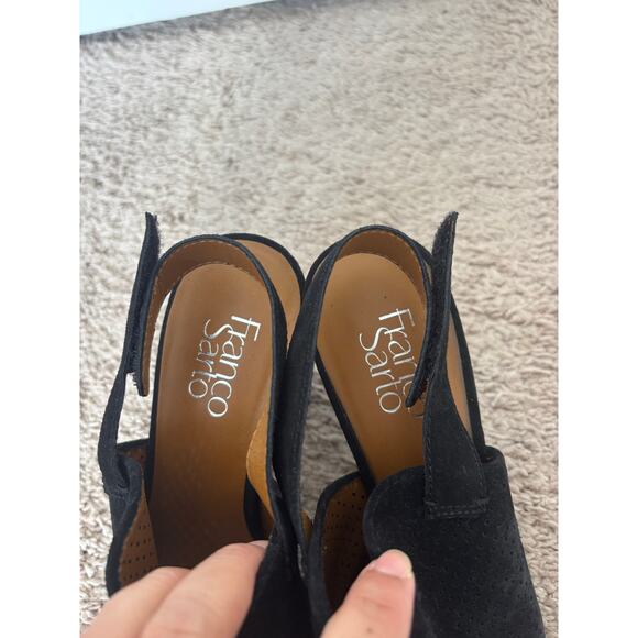 Franco Sarto Austin black leather sandal heel sz 9.5 - Picture 6 of 10